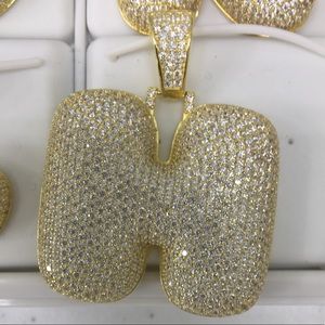 925 Sterling Silver Bubble Letter H w/Chain CZ